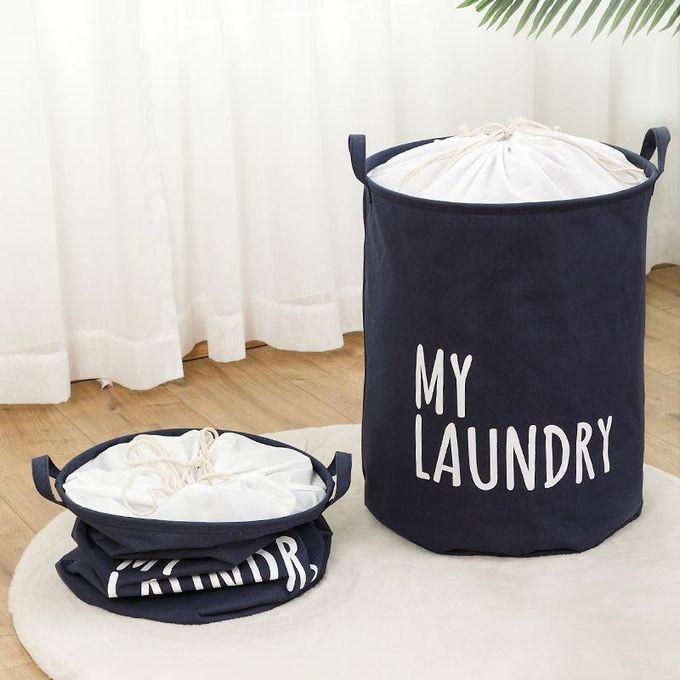 "My laundry" branded waterproof canvas laundry basket Charcoal