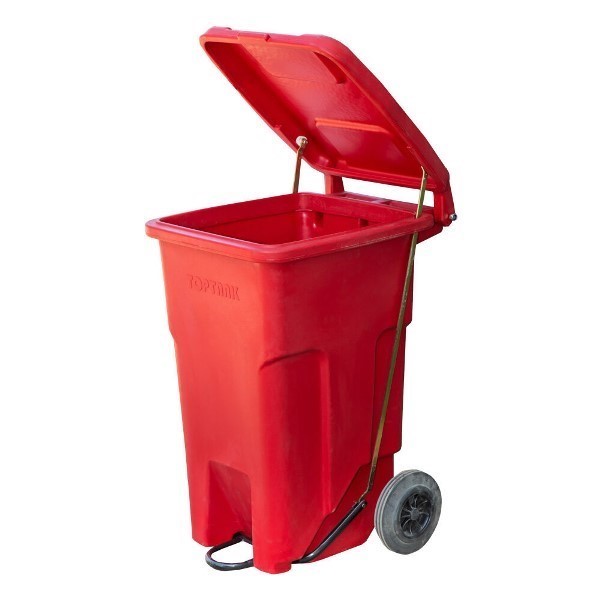 Toptank 90litre Garbage Bin With Wheels, Handle & Foot Pedal