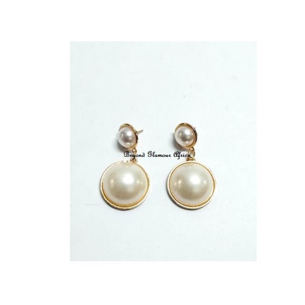 Womens Round Crystal Golden Earrings