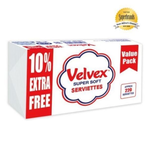 Velvex White Serviettes Value Pack