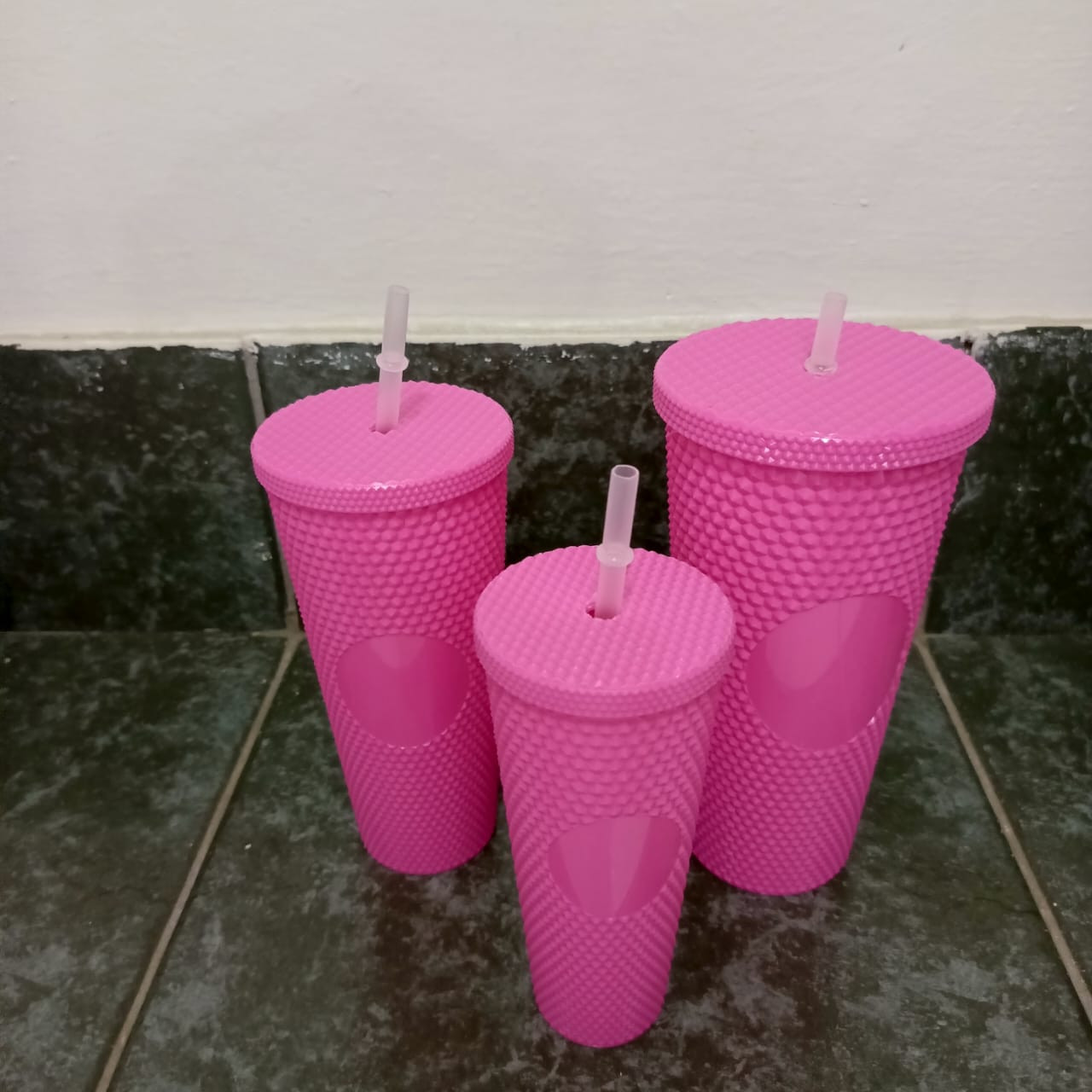 3in1 Starbucks studded tumbler set Pink