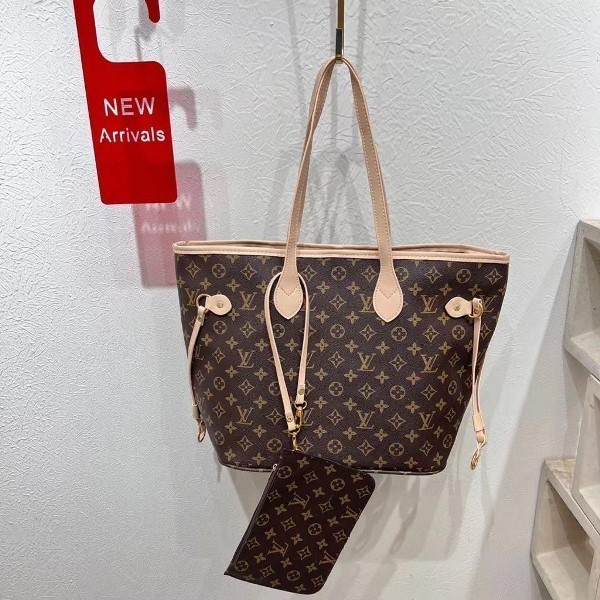 Fashion 2 In 1 Classy Pu Leather Shoulder Handbag LV tote handbag With Pouch - Brown