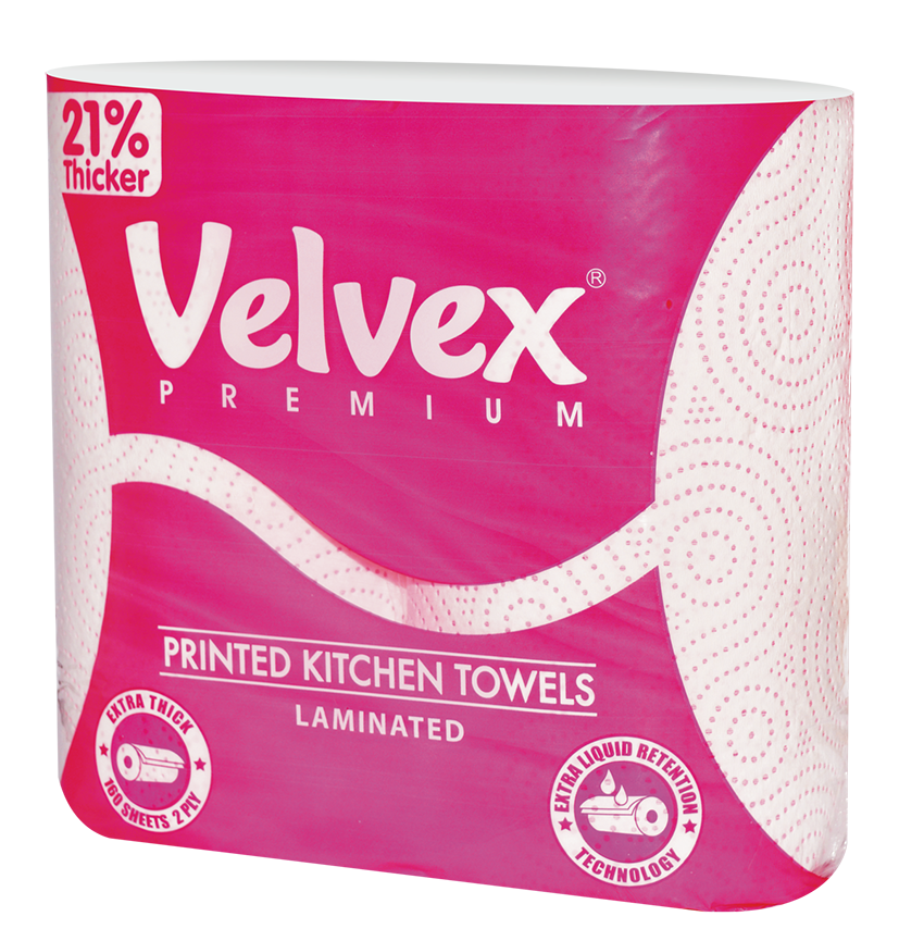 Velvex Premium Kitchen Towel Pink Twin Pack