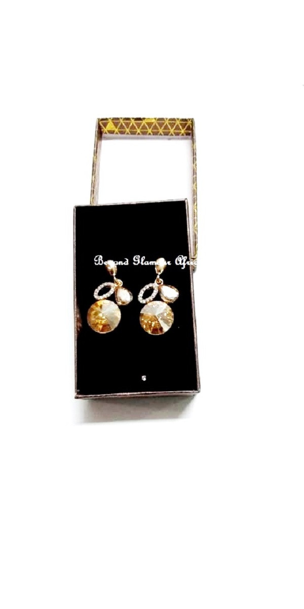 Womens Golden Crystal  Earrings