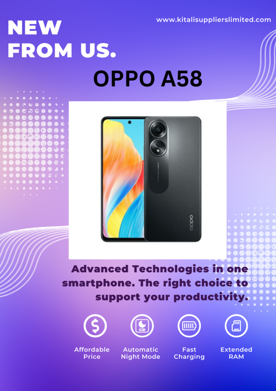 Oppo A58,6.72 DISPLAY SIZE(6GB+128GB)4GB LTE,5000MAH
