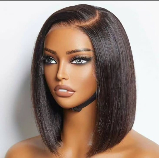 12" BLACK BOB HUMAN WIG