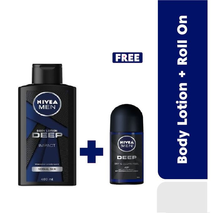 Nivea Deep Body Lotion for men 400 ml/Deep Roll on for Men 50ml