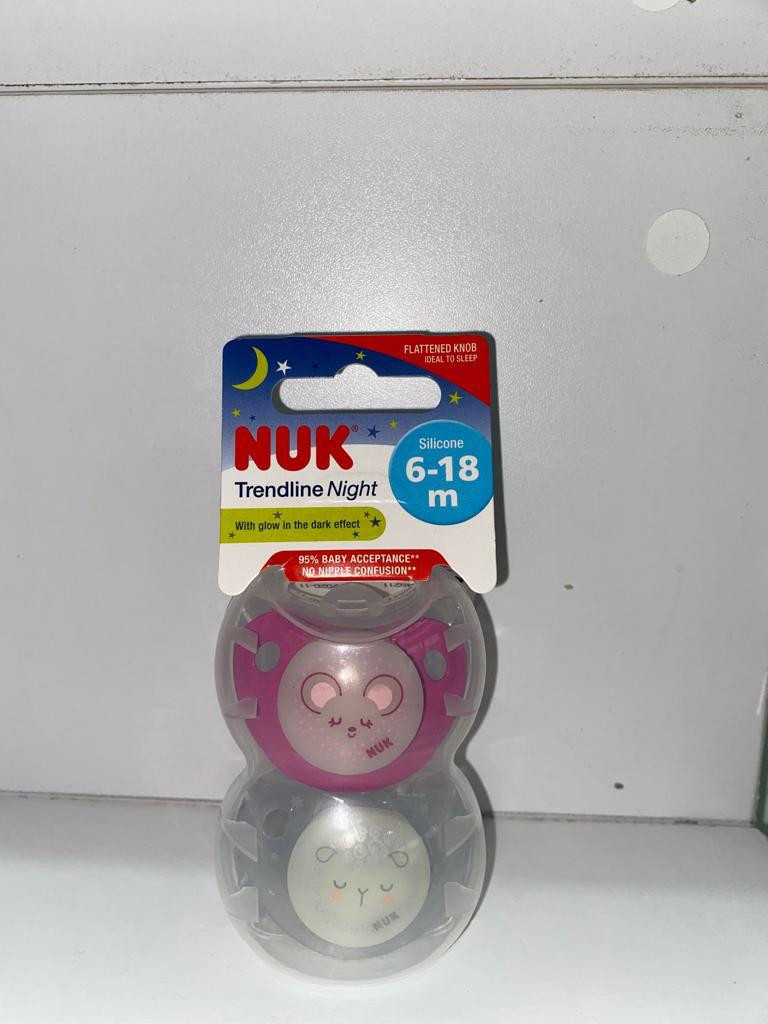 NUK Airflow Glow-in-The-Dark Pacifiers, 6-18 Months, 2 Pack