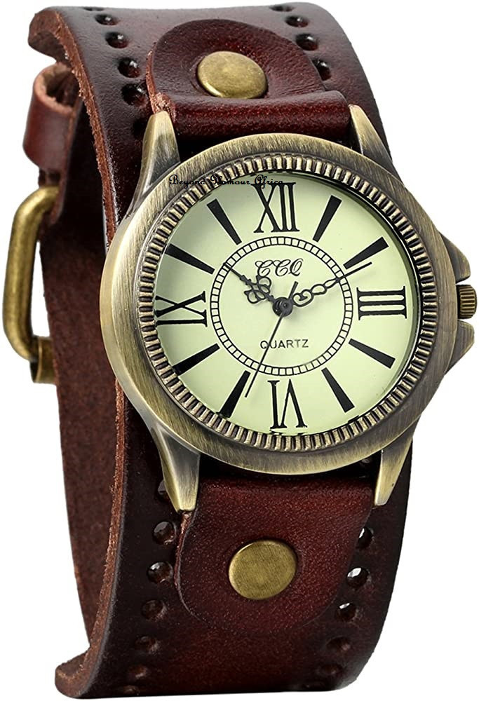 Mens Brown Leather vintage watch with wallet