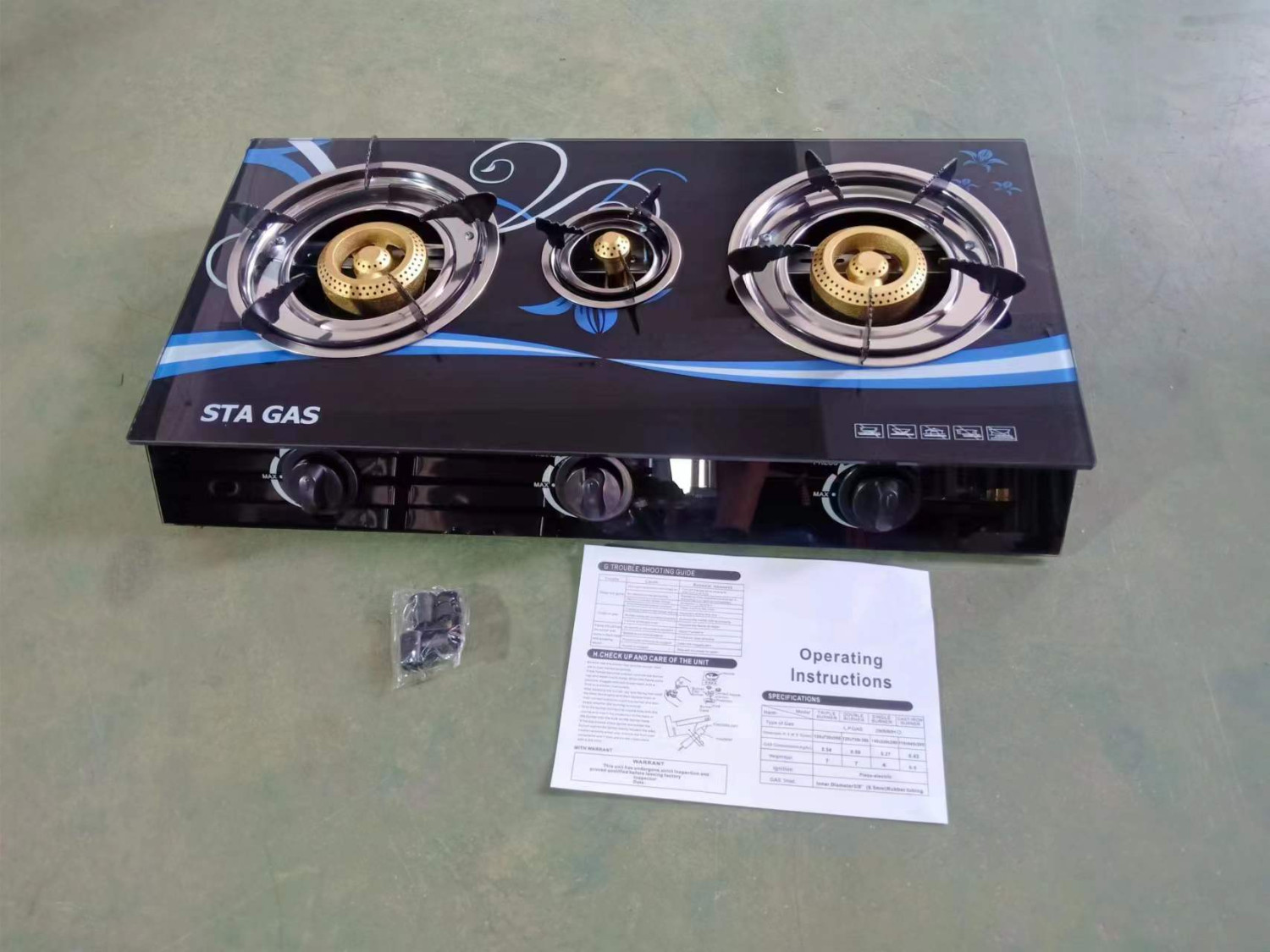 Glass gas tabletop stove