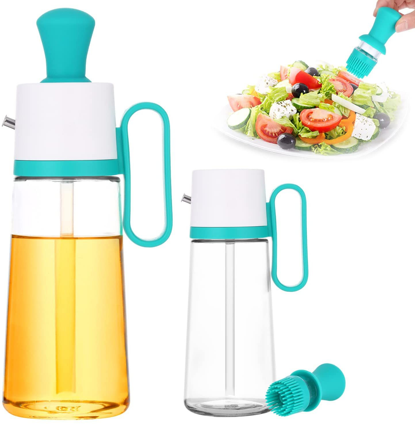 Oil can with silicon basting brush