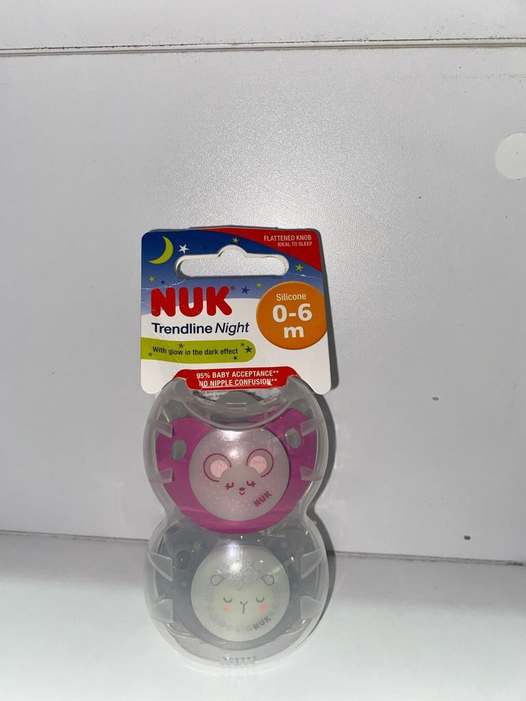 NUK Airflow Glow-in-The-Dark Pacifiers, 0+ Months, 2 Pack