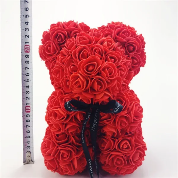 Rose Bear 25cm Rose Bear Teddy Bear Rose Flower Puppet Teddy Bear Rose Gift Idea For Girlfriend Birthday Gifts For Her Valentine's Day (Red)