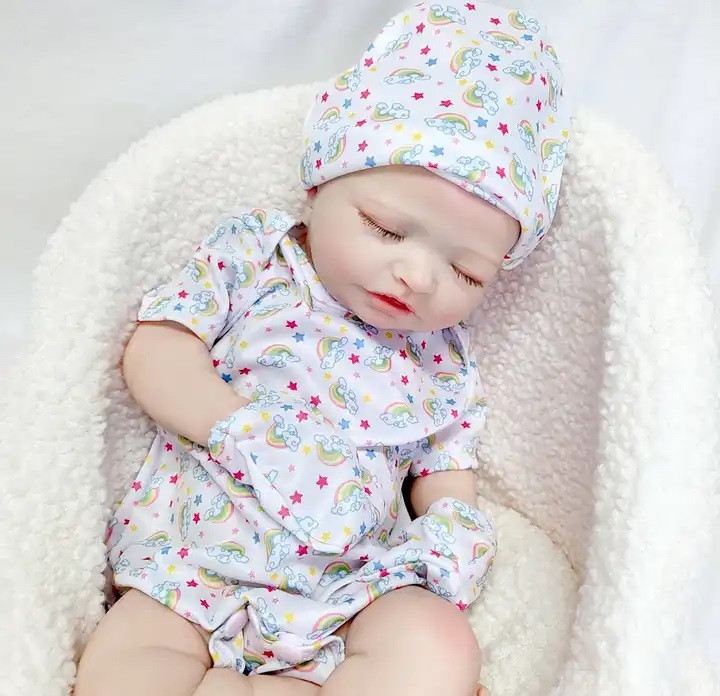 18 Inch High Quality Painting Platinum Silicone Lifelike Newborn Doll Sleeping Boy Soft Touch Reborn Baby