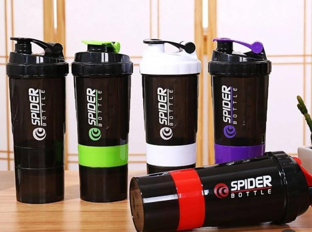 Spider protein shaker Leakproof Premium travel bottle, water bottle 550ml Black