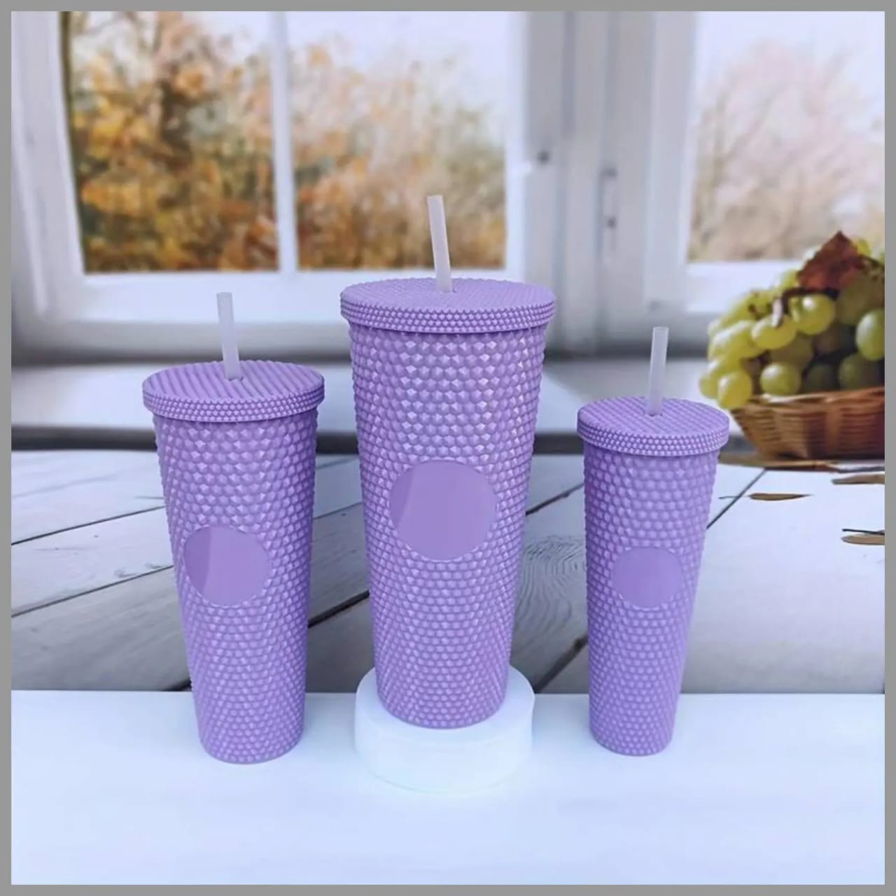 3in1 Starbucks studded tumbler set Purple