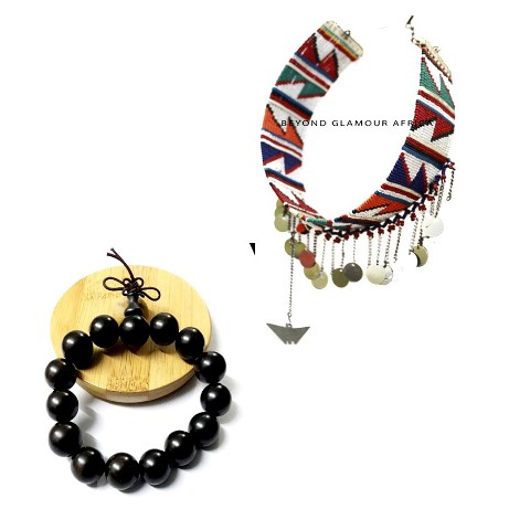 Womens maasai choker with shamballa bracelet