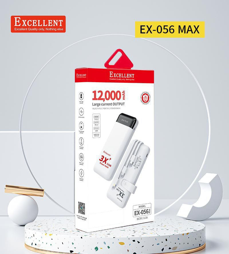 Excellent 12,000mAh 3X Powebank