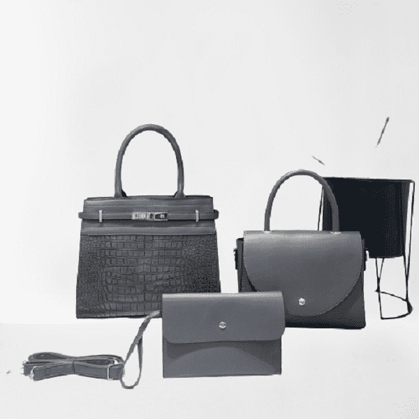 CLASSIC 3 IN 1 MANDY SET LADIES HANDBAG-GRAY
