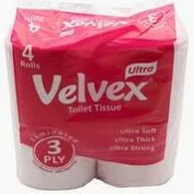 Velvex Toilet Tissue Printed 3Ply 4s Unwrapped