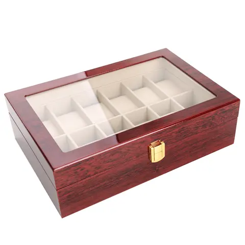 12 Slots Wooden Watch Organizer