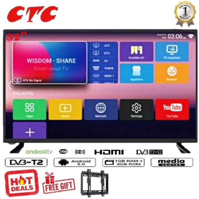 CTC CT32F1S,32" Inch Smart Android TV Inbuilt Decoder,Wifi Appstore YouTube+Bracket