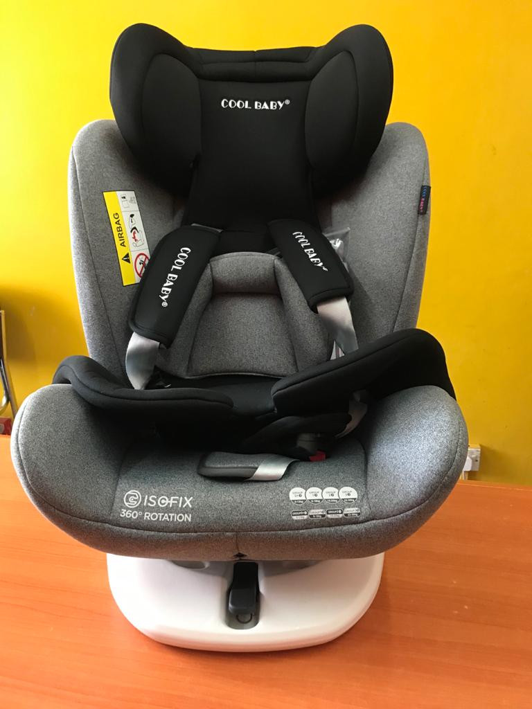 ISOFIX BABY CAR SEAT WITH A BASE (UP TO 36KGS) - GRAY
