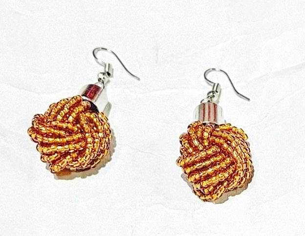 Womens Brown Beaded Maasai Earrings