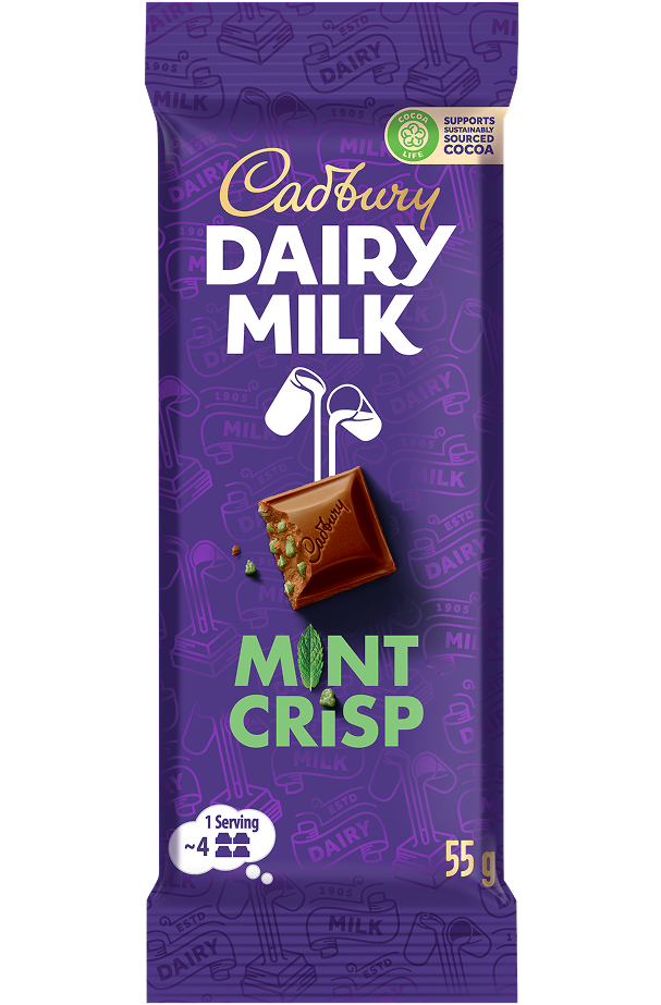 Cadbury Mint Crisp Moulded Chocolate 55Gx18