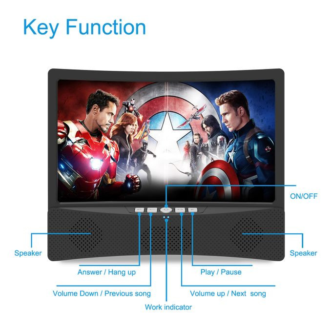 12"HD Curved Phone Screen MagnifierT Speaker