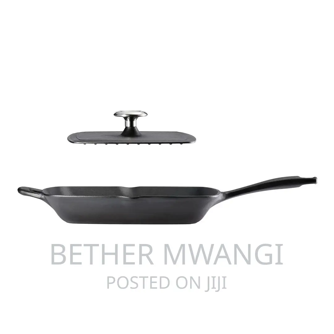 11 Inch Pre-Seasoned Cast Iron Grill With Grill Press .