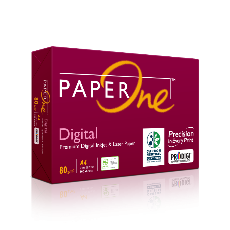 PaperOne  Digital Carbon Neutral Premium Copy Paper, 80 GSM, A4 Size, 500 sheets ream