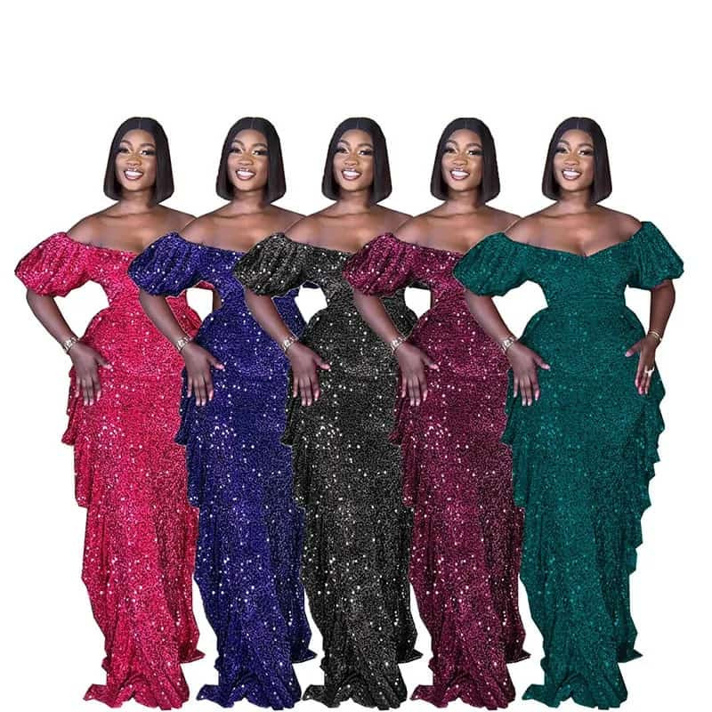 New in Elegant Gown red, black, green,navy blue & maroon