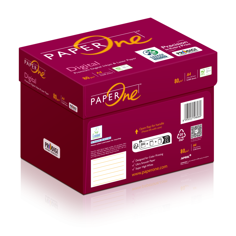 PaperOne Digital Carbon Neutral Premium Copy Paper, 80 GSM, A4 Size, 5 reams per Carton Box