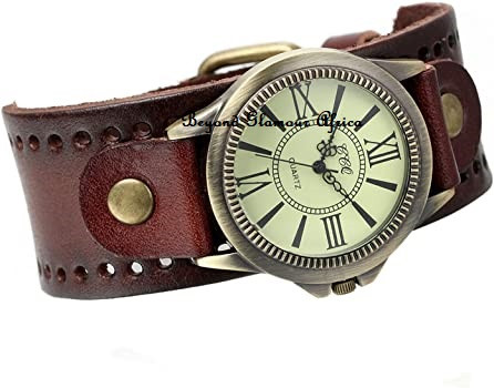 Mens Brown Leather vintage watch