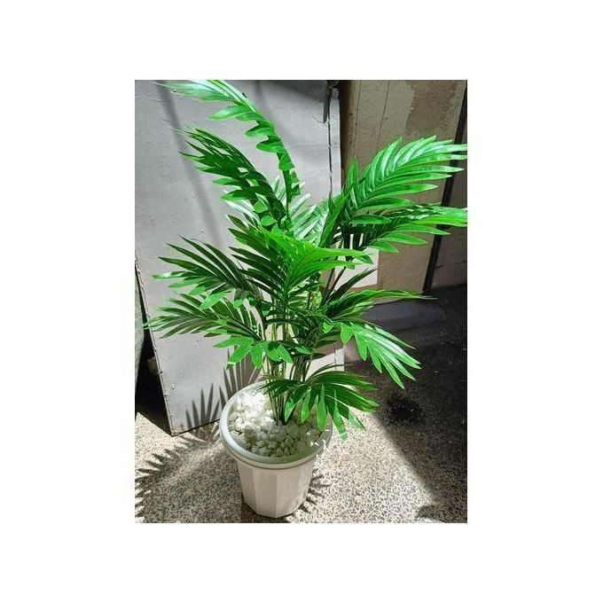 Artificial Palm Flowers With Decorating Stones And Vase