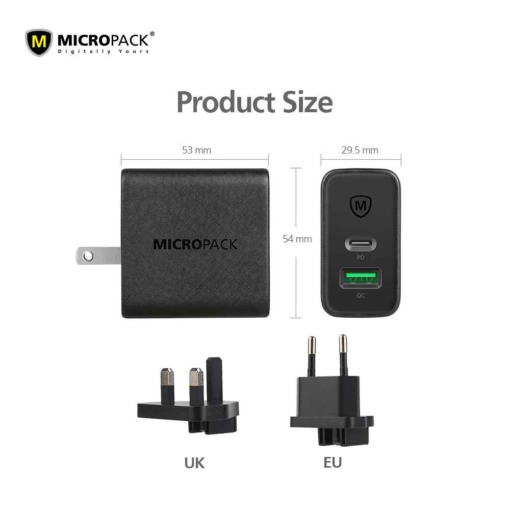 65W USB Wall Charger Fast Charge Block Dual Port MWC-265PD