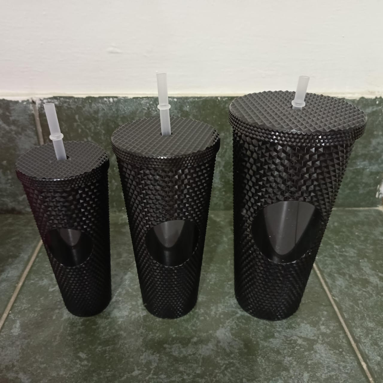 3in1 Starbucks studded tumbler set Black