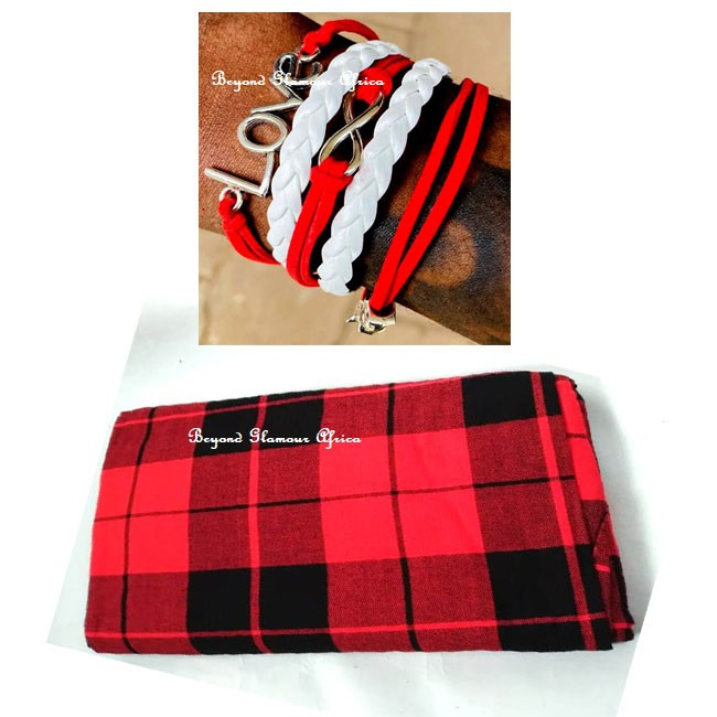 Red Multi leather bracelet with maasai shuka