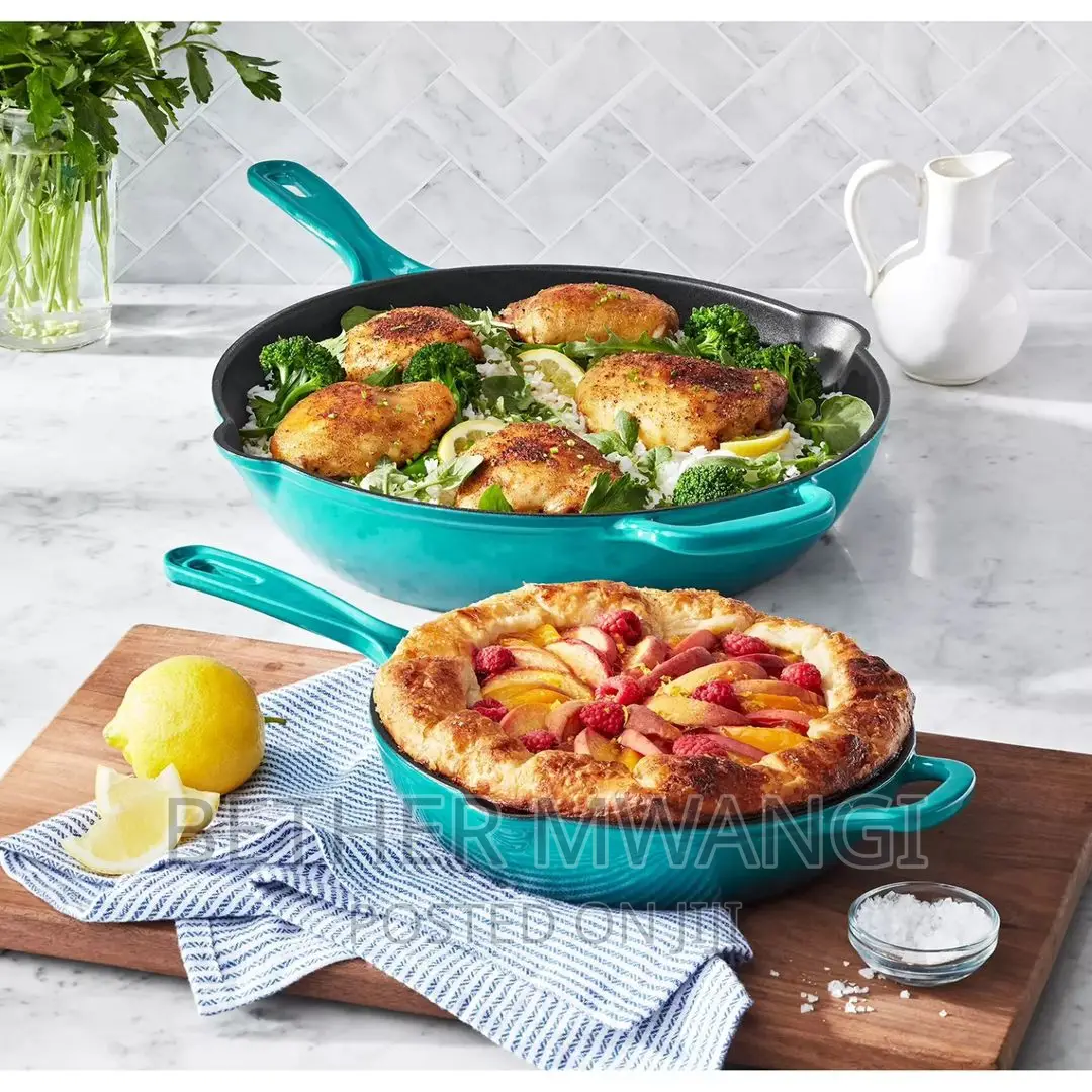 33cm and 23cm Enamel Cast Iron Skillet Set