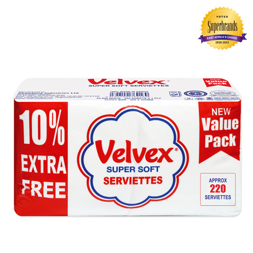 Velvex White  Value Pack Serviette 200 1Ply