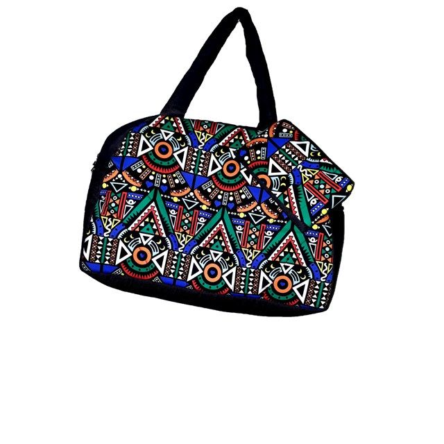 Denim ankara travelling Bag