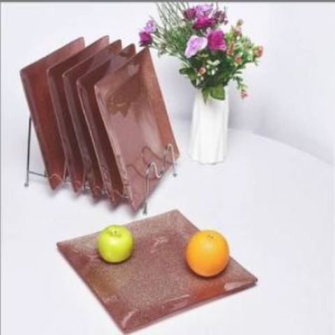 6 piece ceramic dining set brown