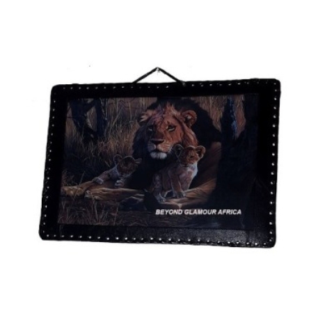 Lion African Leather Art