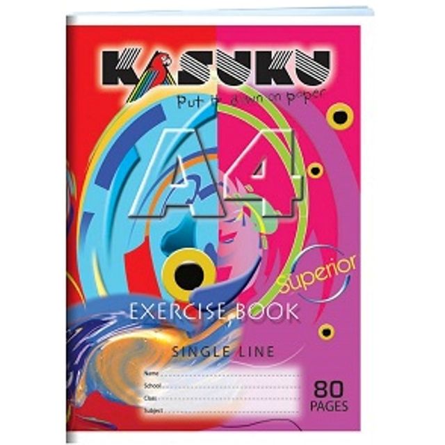 Kasuku Superior Exercise Book A4 Single Line 80 Pages Chip board