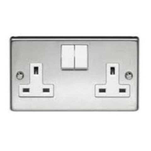 Powermax Metal Socket 15a Switch Twin