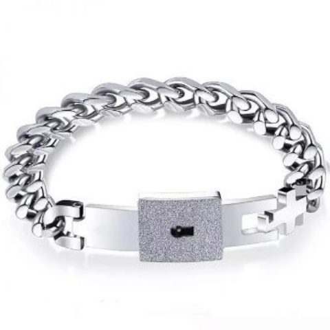 Lock and Key Stainless Steel Bracelet- Free engraving
