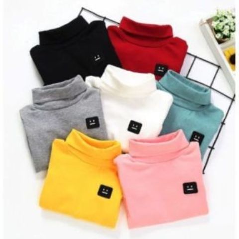 Children's Red Cotton Turtle Neck Tops