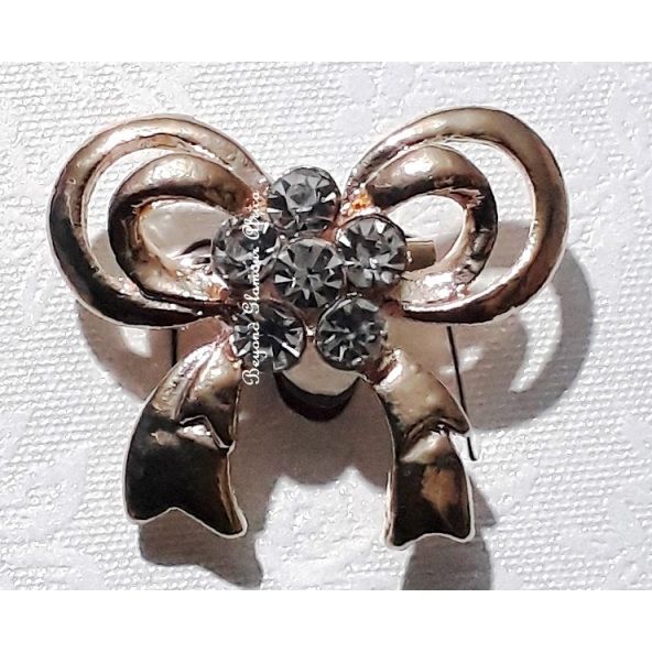 Women's  Ribbon crystal Gold  Brooch