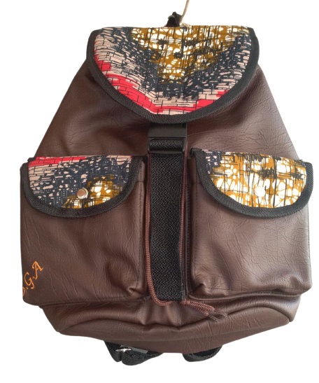 Brown Leather ankara Monkey  Bacpack